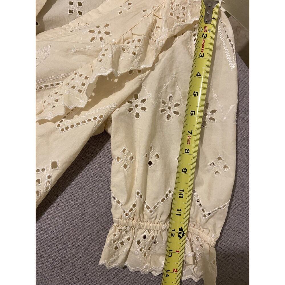 Zara Cream Eyelet Ruffle Blouse - Picture 10 of 12